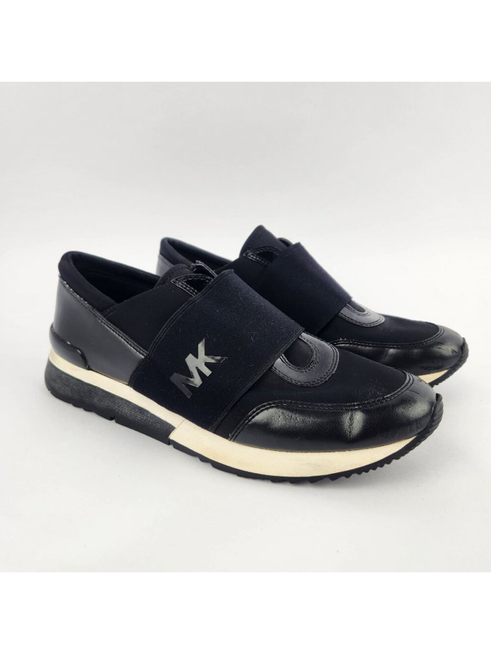 Michael Kors Felix, Black slip-on white siding, Trainer Sneakers Black 8M women